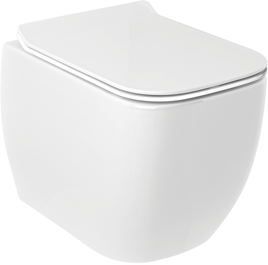 Darmowa Dostawa - Miska WC z deską wolnoopadającą wisząca bez kołnierza ze spłukiwaniem wirowym biały połysk Kludi Resa C 28WCSET43