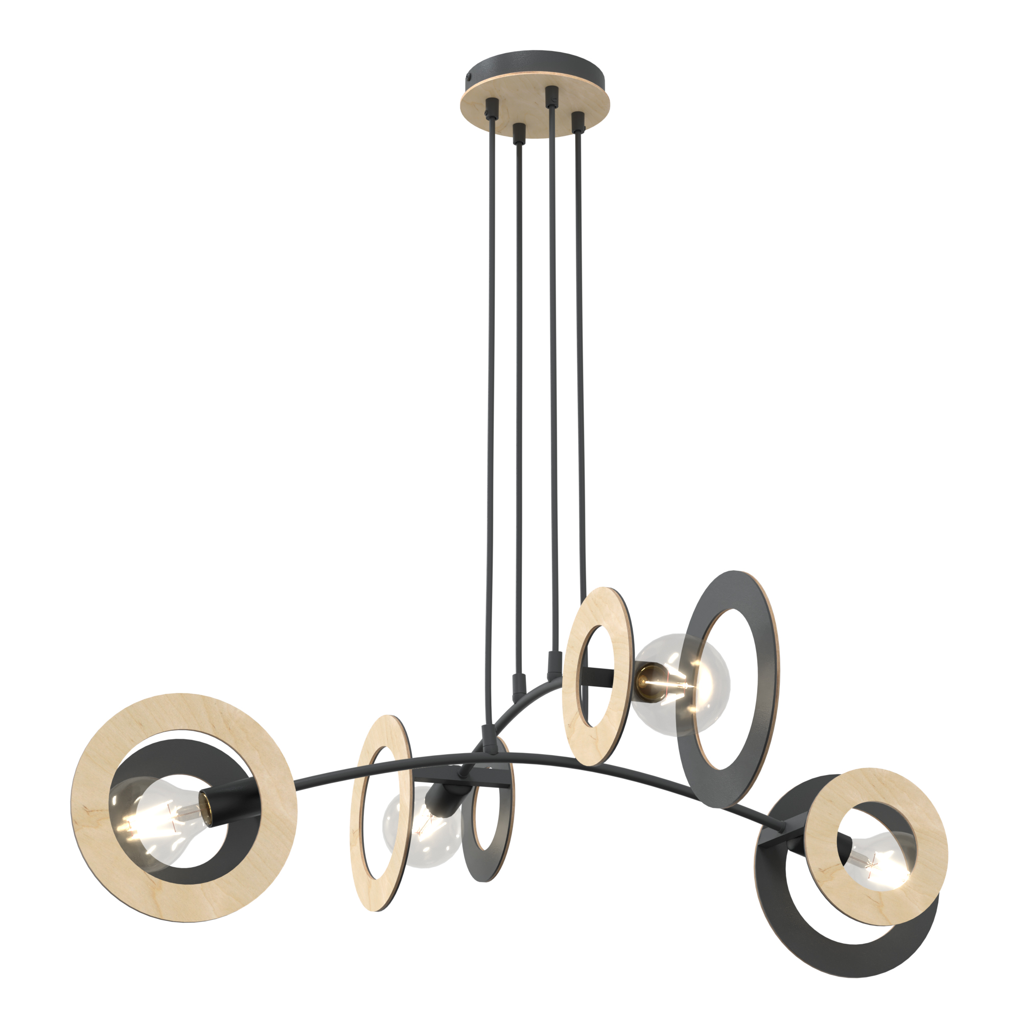 Darmowa Dostawa - Lampa wisząca 4x15 W czarna Emibig Skiva 14094