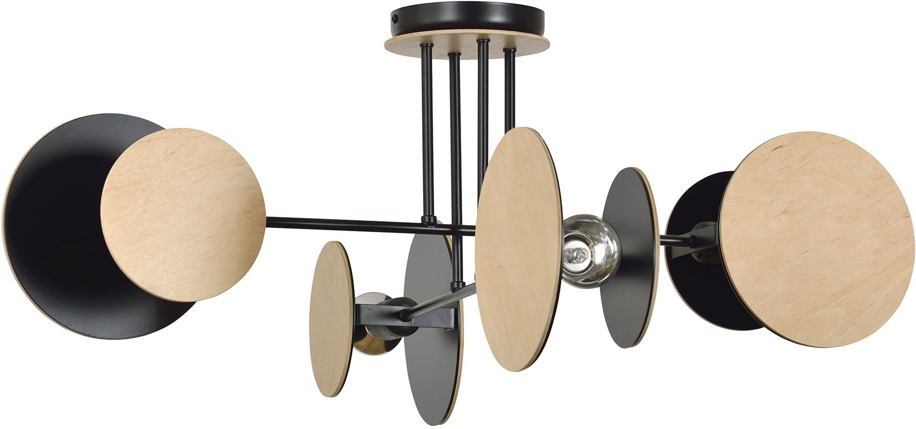 Darmowa Dostawa - Lampa podsufitowa 4x15 W czarna-drewno Emibig Zita 1734