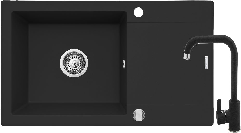 Darmowa Dostawa - Zlewozmywak z baterią czarny/czarny Pyramis Korfu 070167301SN