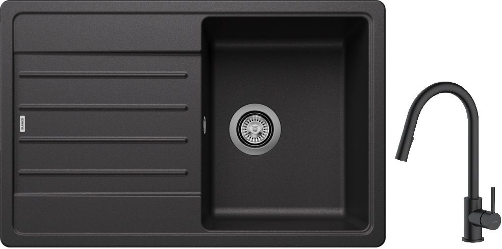 Darmowa Dostawa - Zlewozmywak z baterią antracyt/czarny Blanco Legra 45 S abset10026