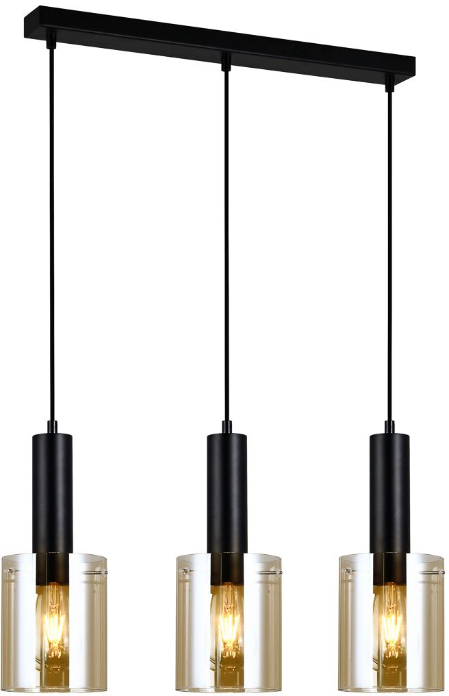 Darmowa Dostawa - Lampa wisząca 1x40 W czarna-bursztynowa Italux Sardo PND55813BKAMB