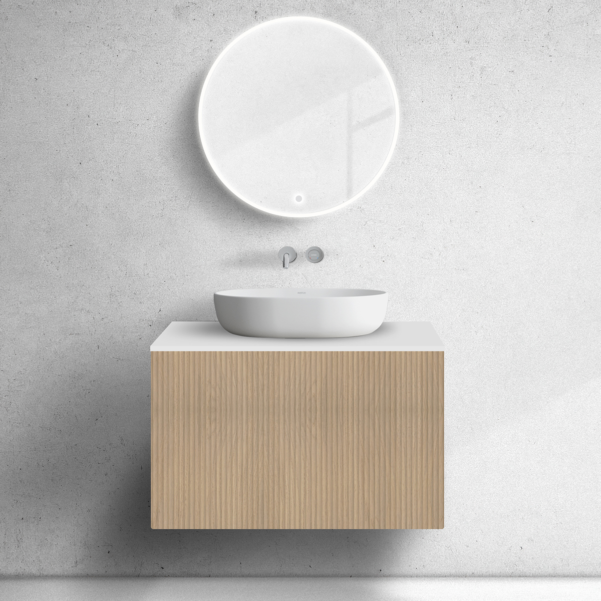 Darmowa Dostawa - Szafka z blatem 80x45x53.6 cm podumywalkowa wisząca biała-dąb Oltens Lun 68739060