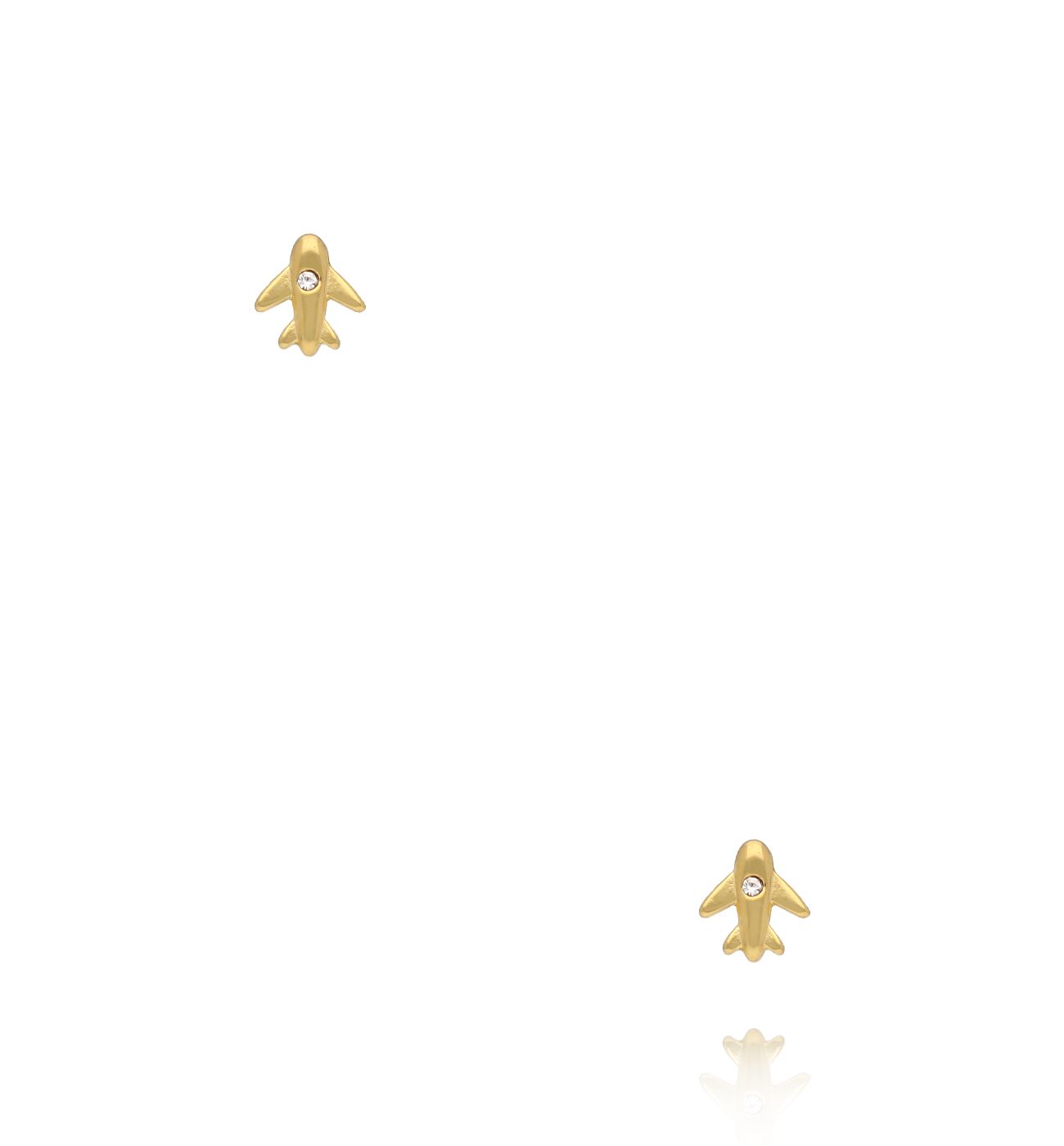 Kolczyki – złote samoloty z cyrkonią KSY0577 - By Dziubeka