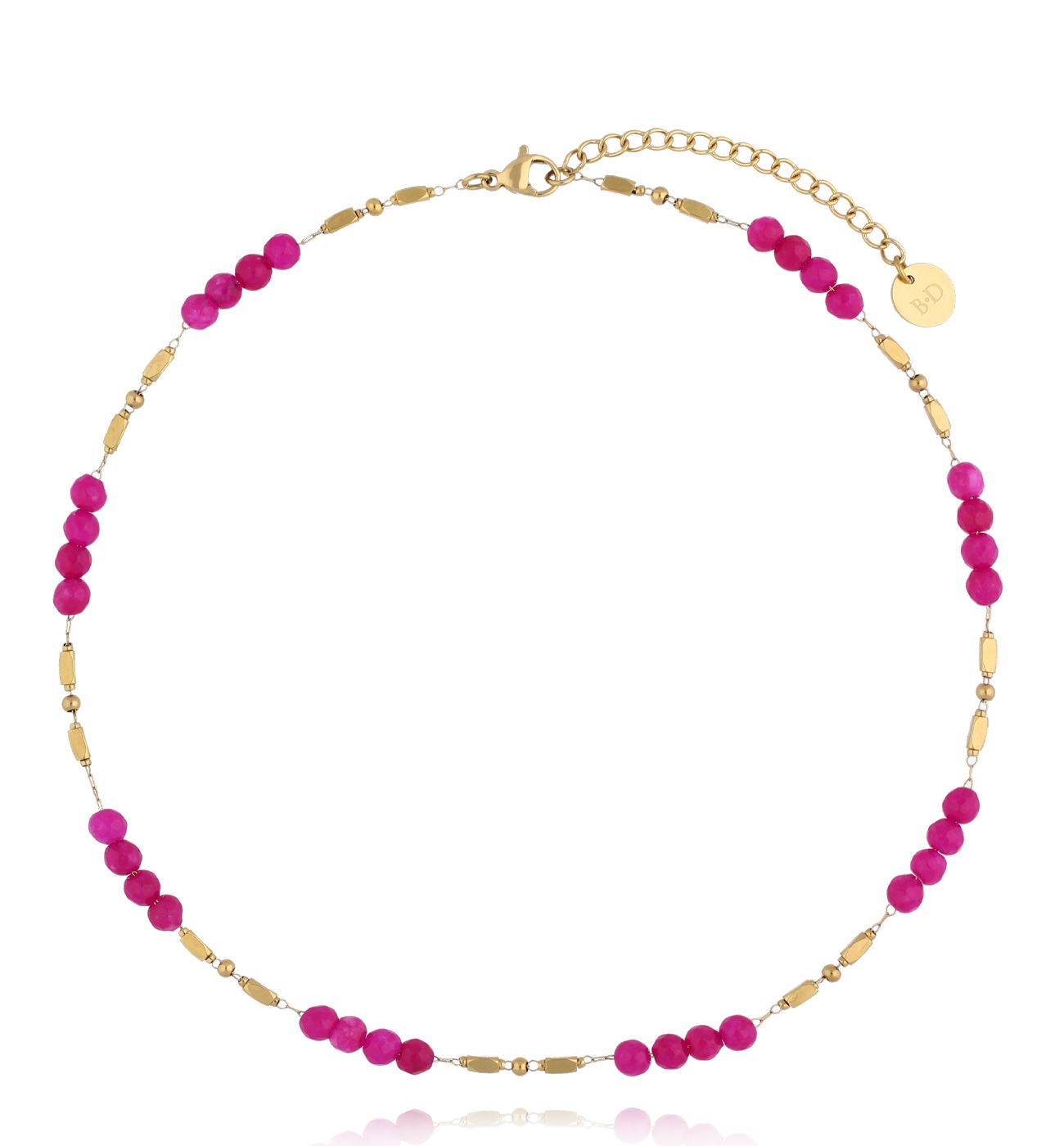 Naszyjnik z fuksjowymi jadeitami - By Dziubeka