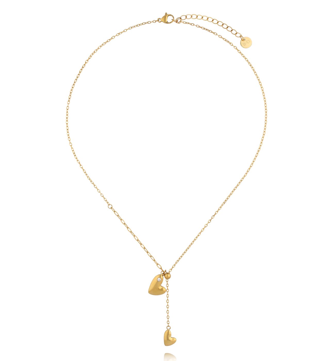 Naszyjnik z sercami i wiszącym łańcuszkiem NSY0839 - By Dziubeka