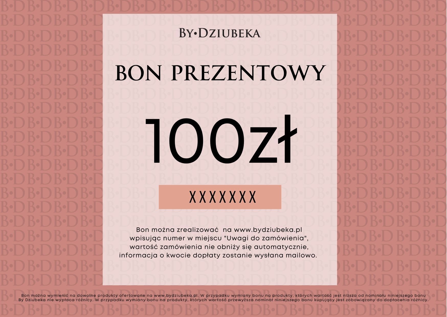 Bon Prezentowy 100 zł online do wydruku BON100 - By Dziubeka