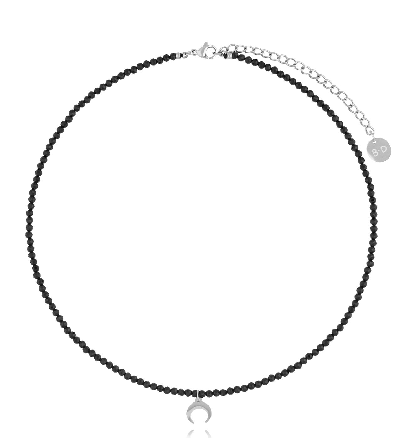 Naszyjnik z czarnymi turmalinami i księżycem Lifestyle NTW1128