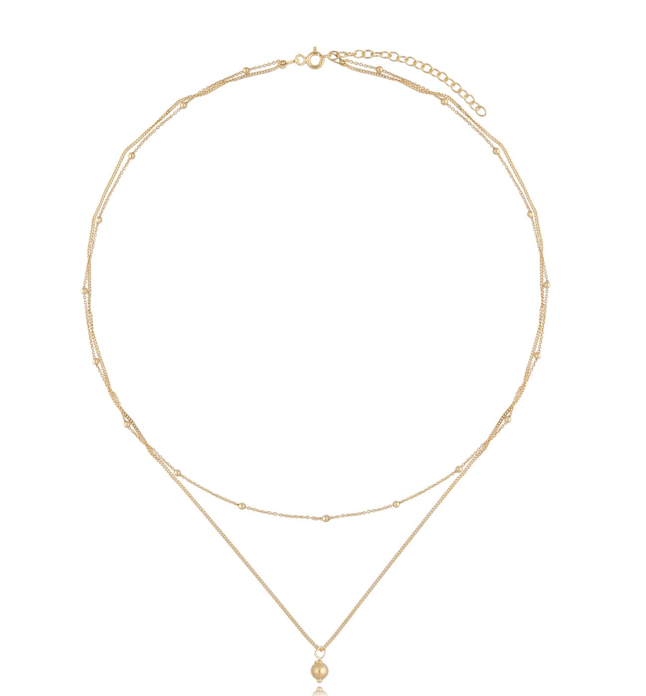 Naszyjnik podwójny pozłacany z kuleczkami Sun NSE0116