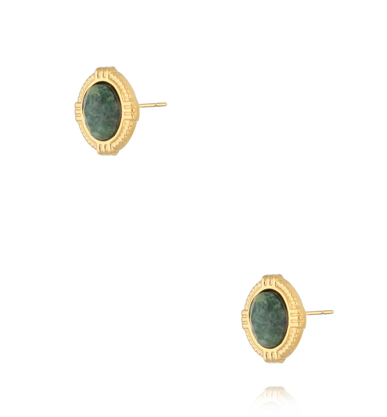 Kolczyki z zielonym agatem złote KSY0295