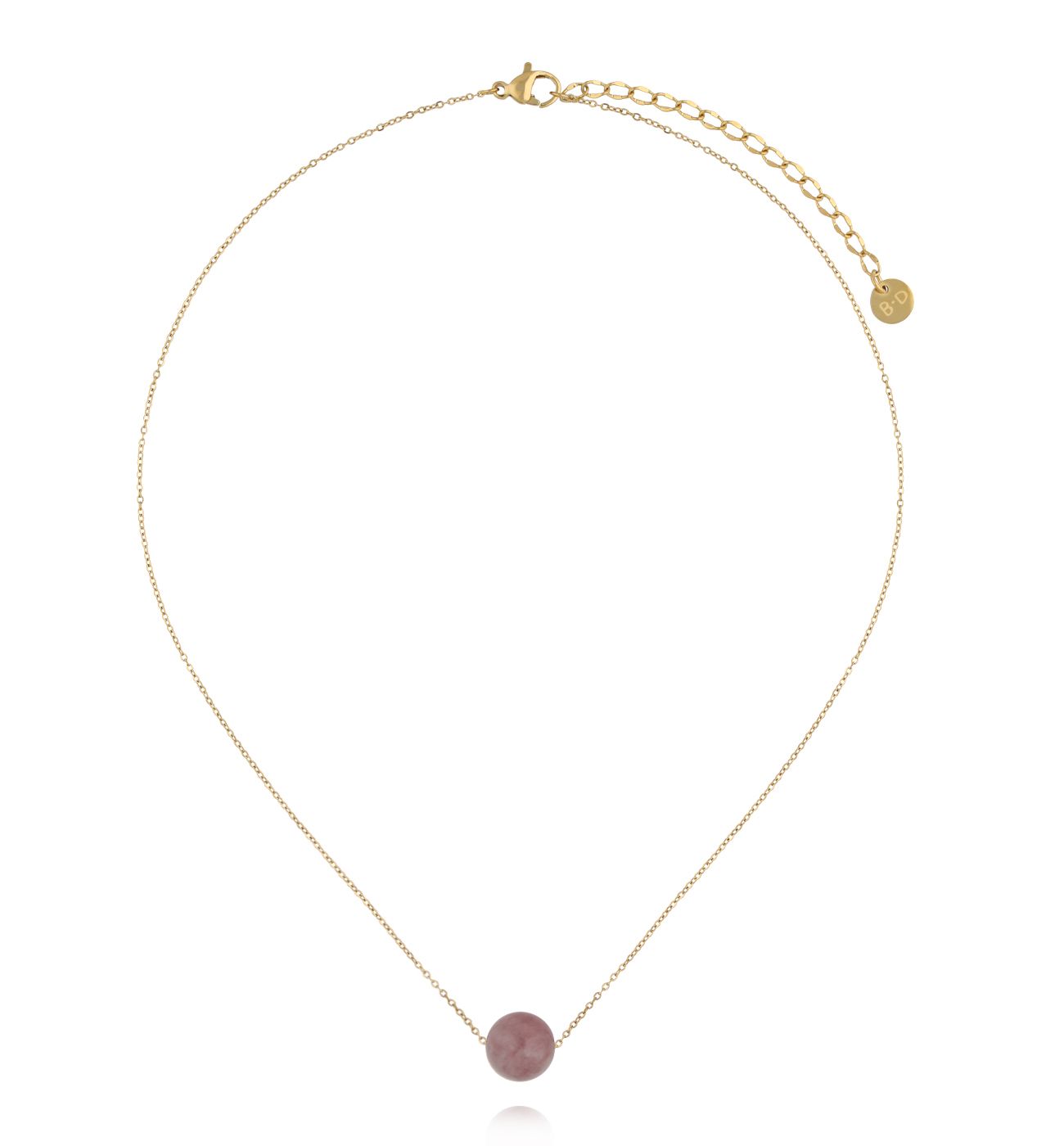 Naszyjnik z różowym turmalinem na delikatnym złotym łańcuszku NLB0355