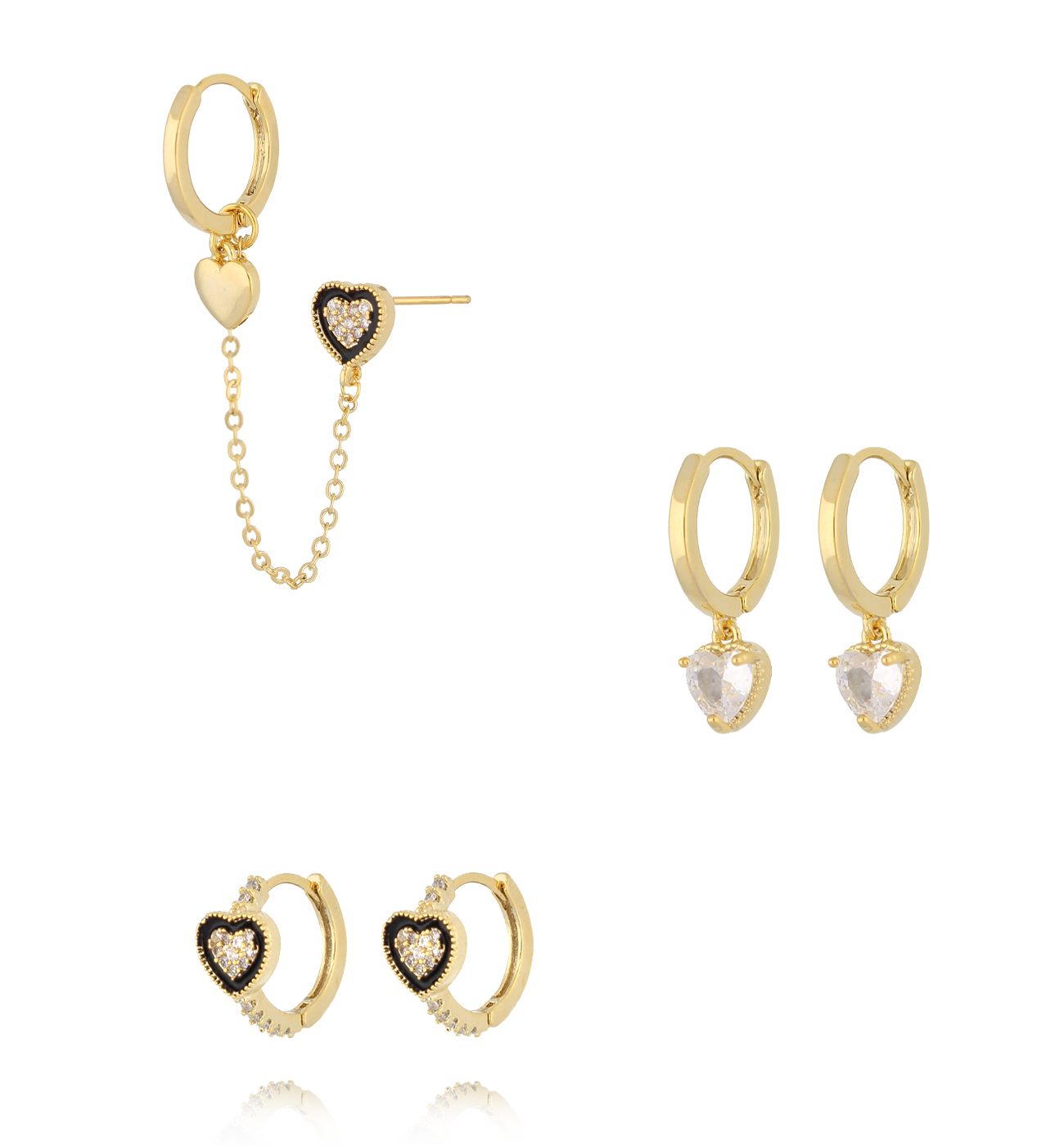 Zestaw kolczyków z sercami KMB0059 - By Dziubeka