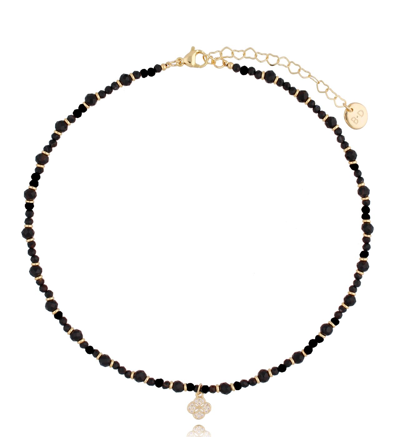 Naszyjnik złoty z czarnym turmalinem Pauline - By Dziubeka