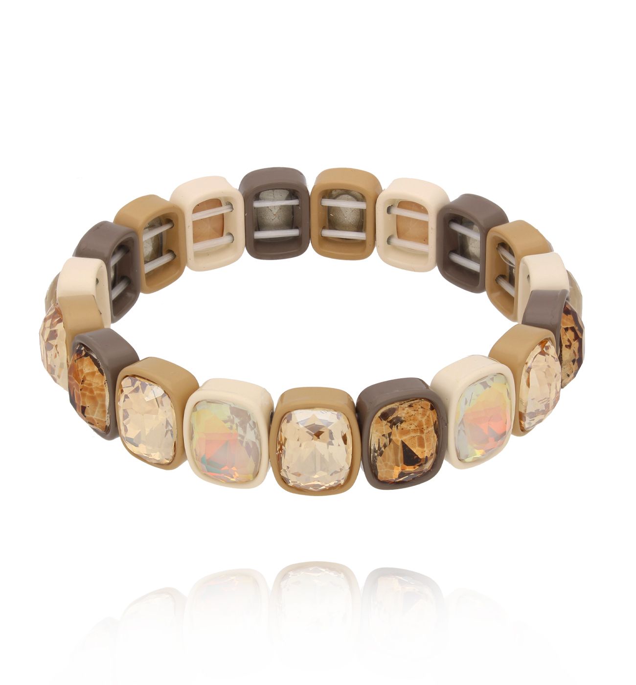 Bransoletka z dużymi kryształami w odcieniach karmelu BCR0015 - By Dziubeka