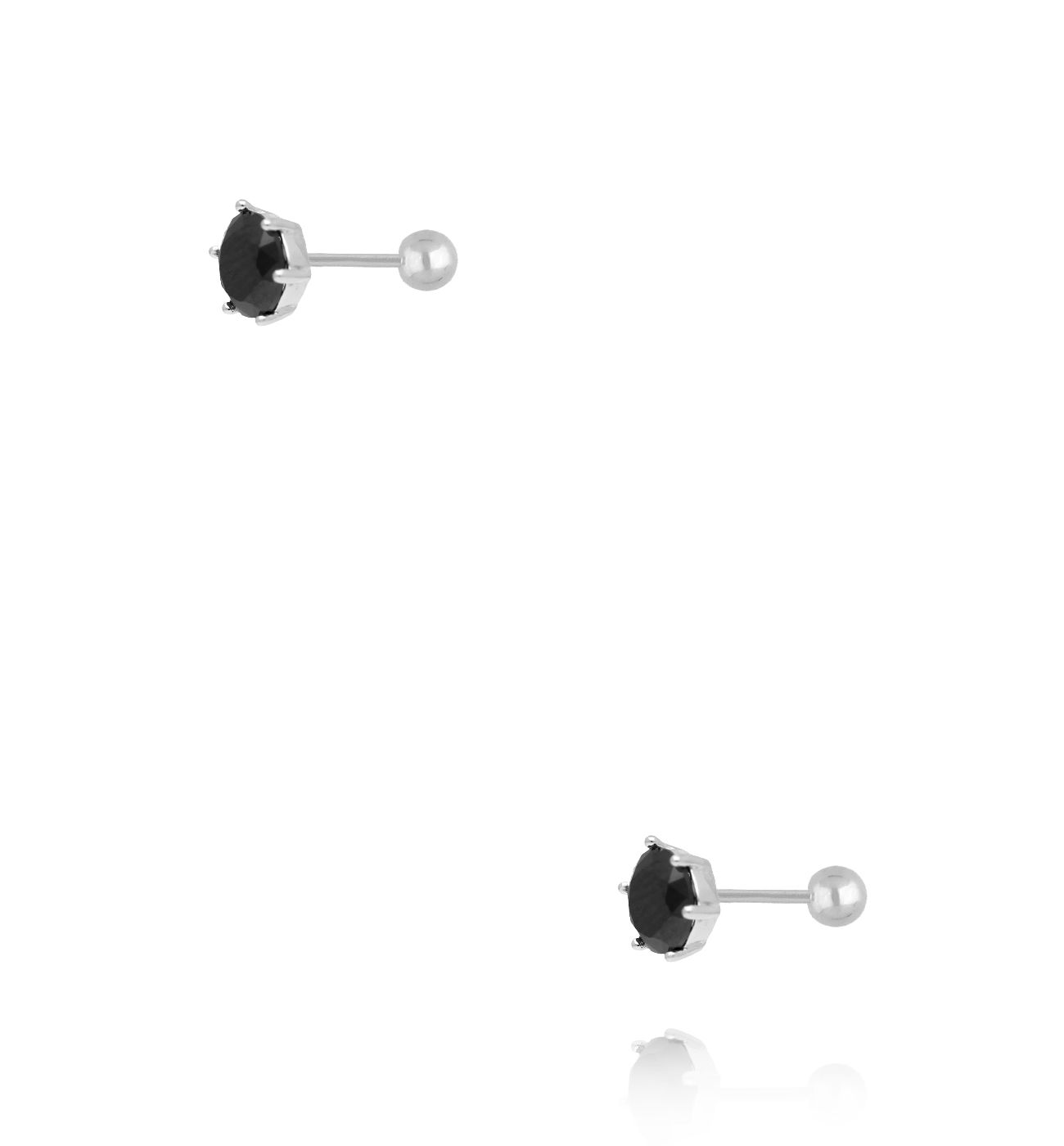 Kolczyki z czarną cyrkonią, srebrne KCA0159