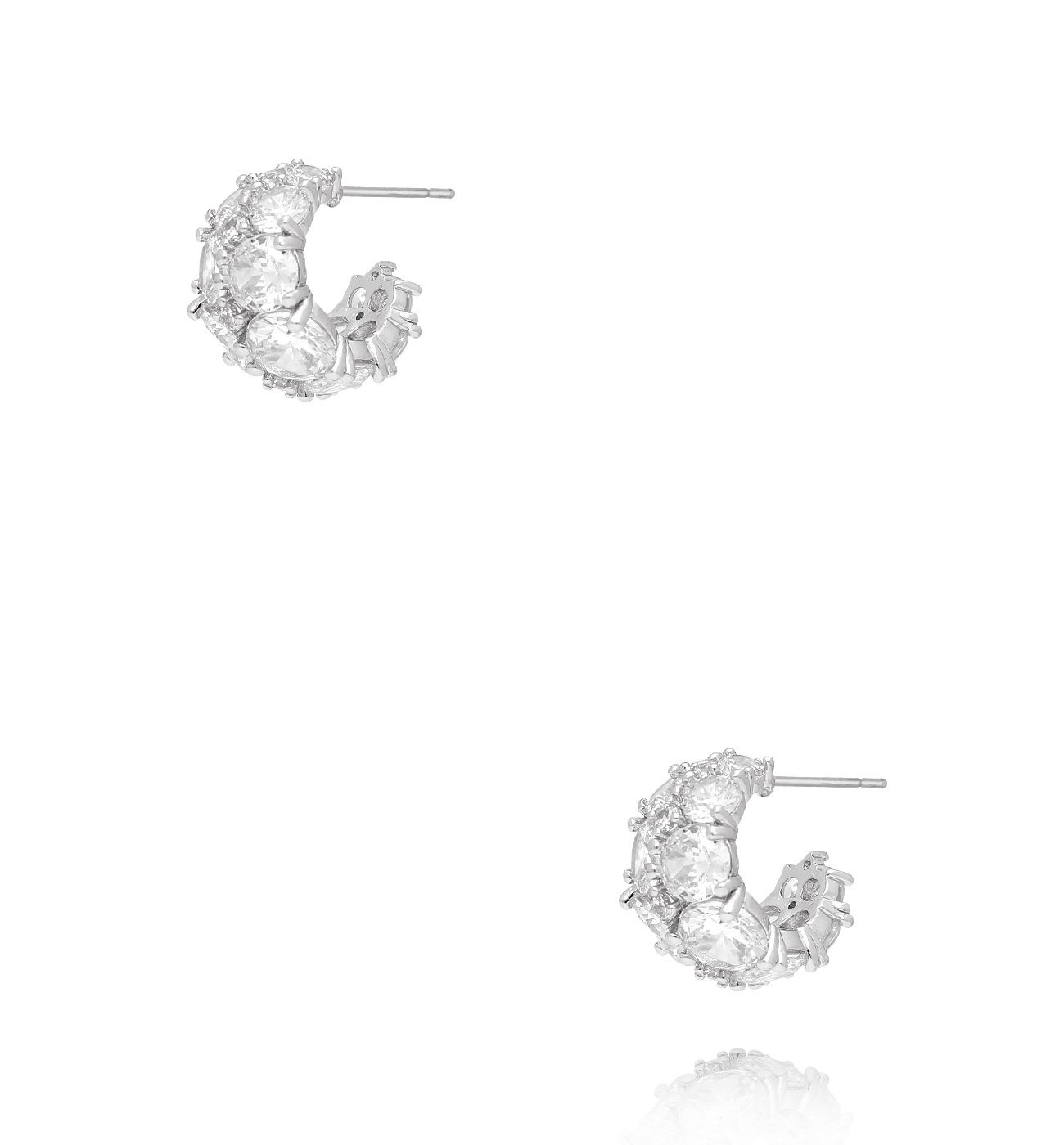 Kolczyki półkola z dużymi cyrkoniami srebrne KSS2126