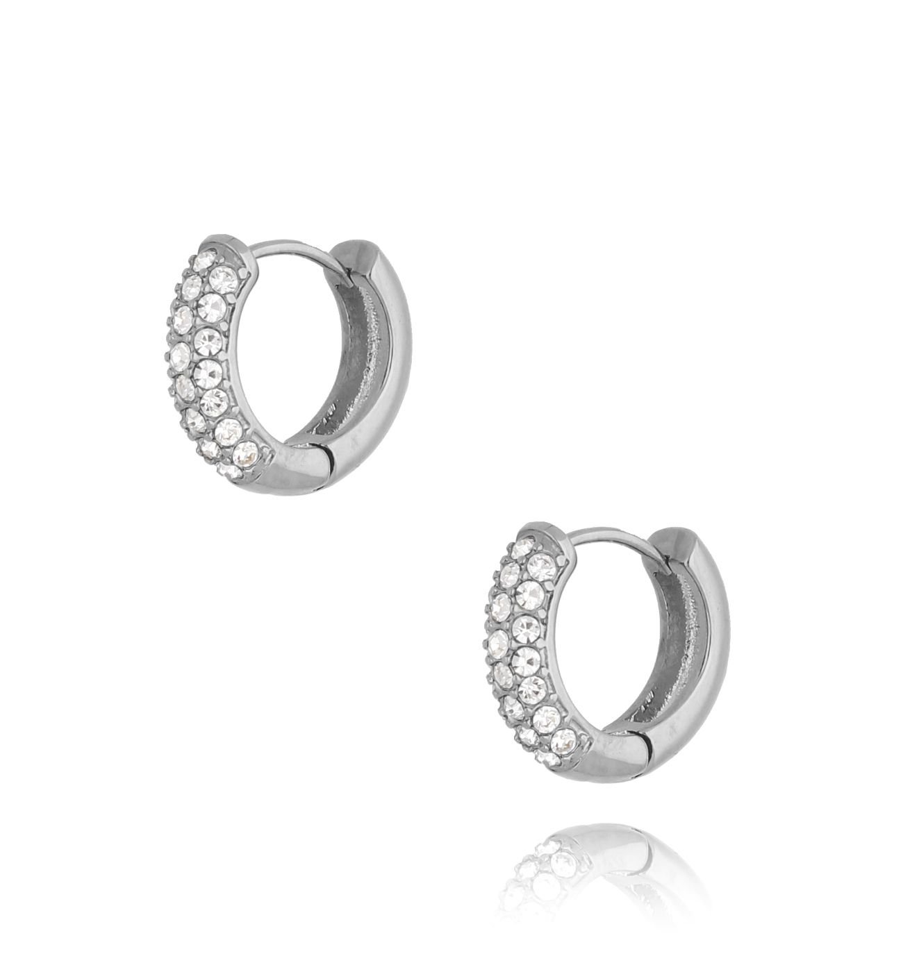 Kolczyki kółka z cyrkoniami srebrne - By Dziubeka