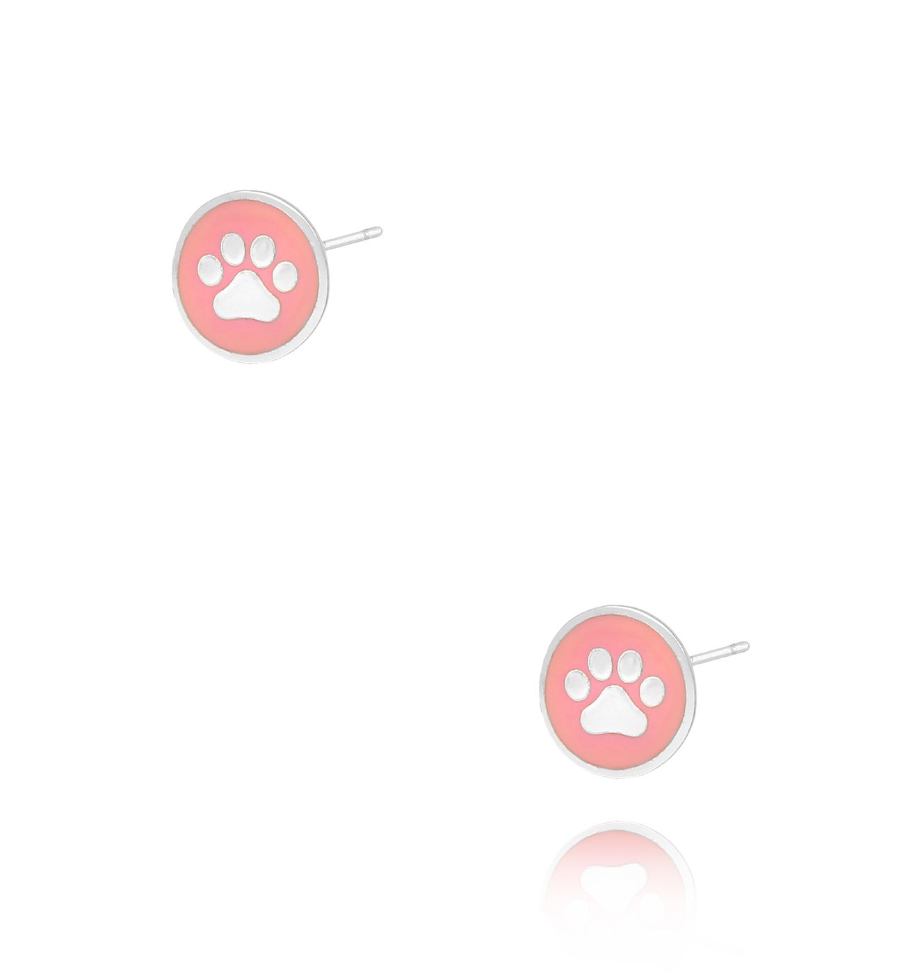 Kolczyki srebrne z łapkami i różową emalią KCA0007 - By Dziubeka