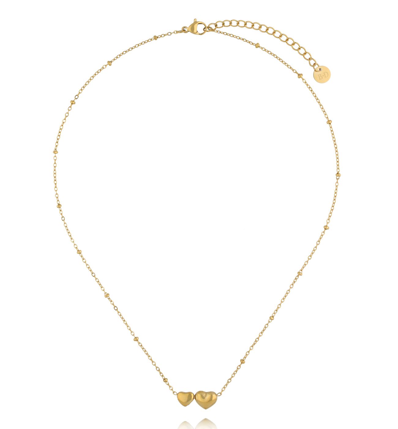 Naszyjnik z podwójnym sercem w kolorze złota NSY0915 - By Dziubeka