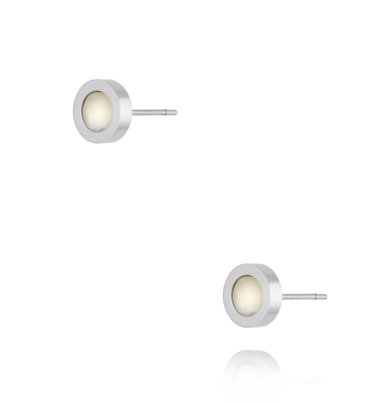 Kolczyki dyski srebrne z masą perłową Moonlit Glow - By Dziubeka