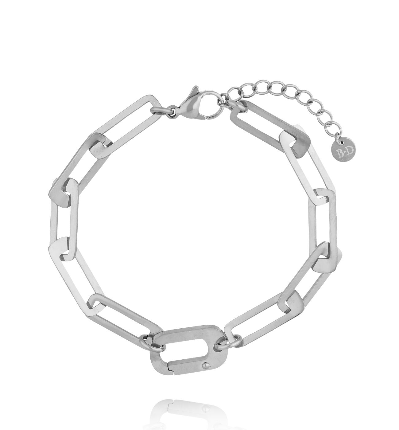 Bransoletka z geometrycznych ogniw w srebrnym kolorze BEA0066