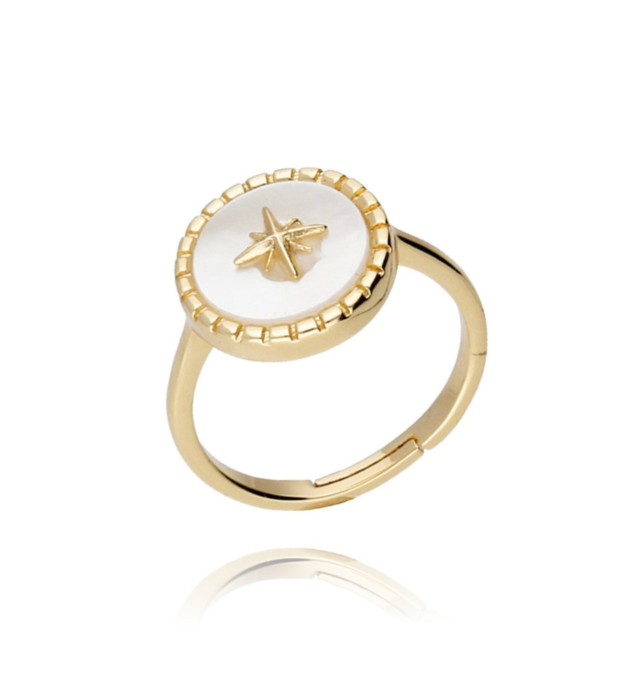 Pierścionek złoty z masą perłową i gwiazdką White Star PPE0077