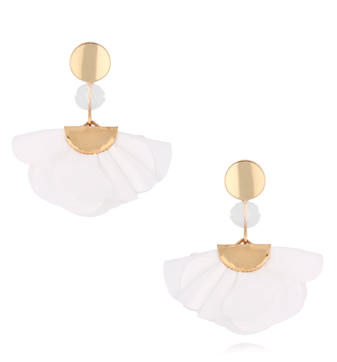 Kolczyki z satyny białe Dandelion - By Dziubeka