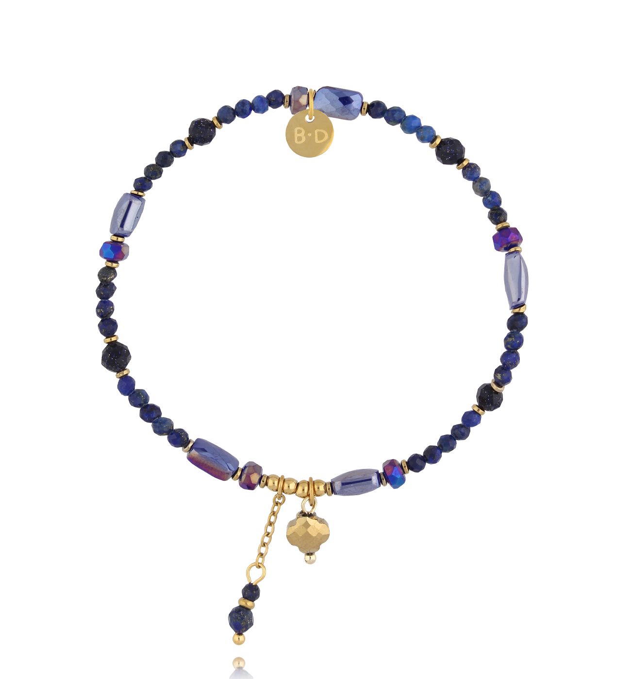 Bransoletka z lapisu lazuli i kryształków z delikatnymi zawieszkami BTW3569