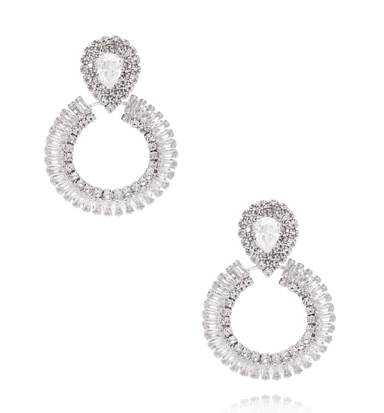 Kolczyki koła z cyrkoniami srebrne KLU0195