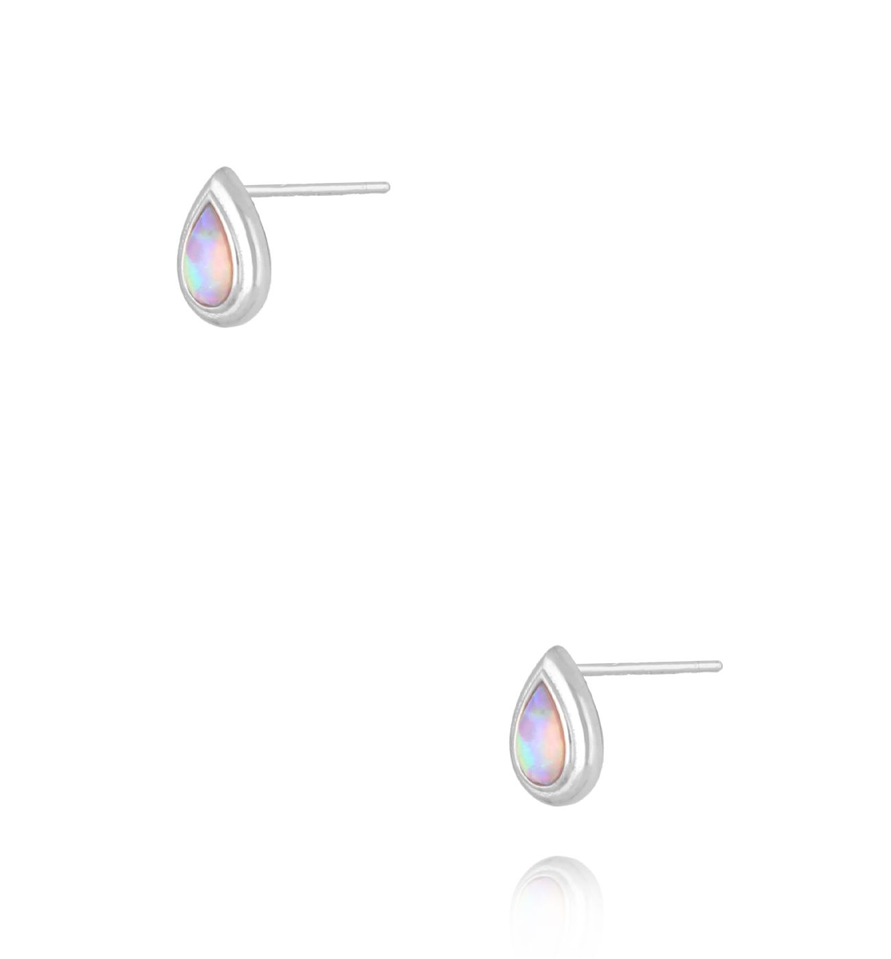 Kolczyki srebrne łezki z mlecznym opalem KCA0033