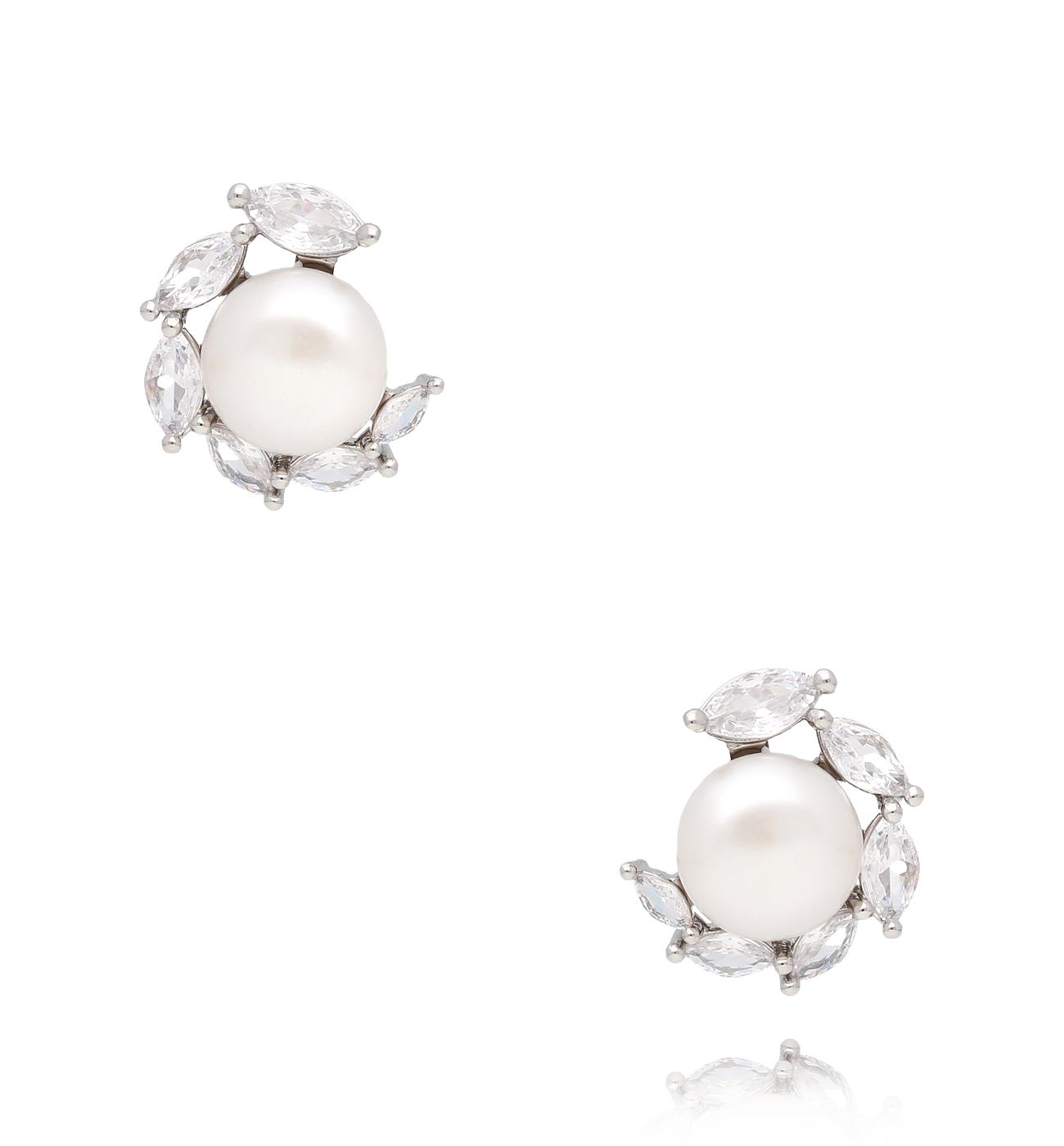 Kolczyki srebrne z perłami i kryształkami Tesoro KPE0109