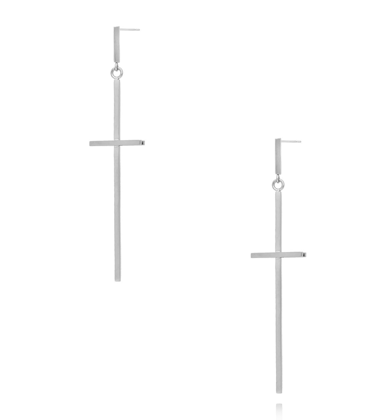 Kolczyki srebrne duże krzyże - By Dziubeka