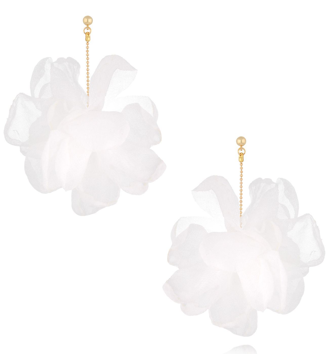 Kolczyki białe z tkaniną - By Dziubeka