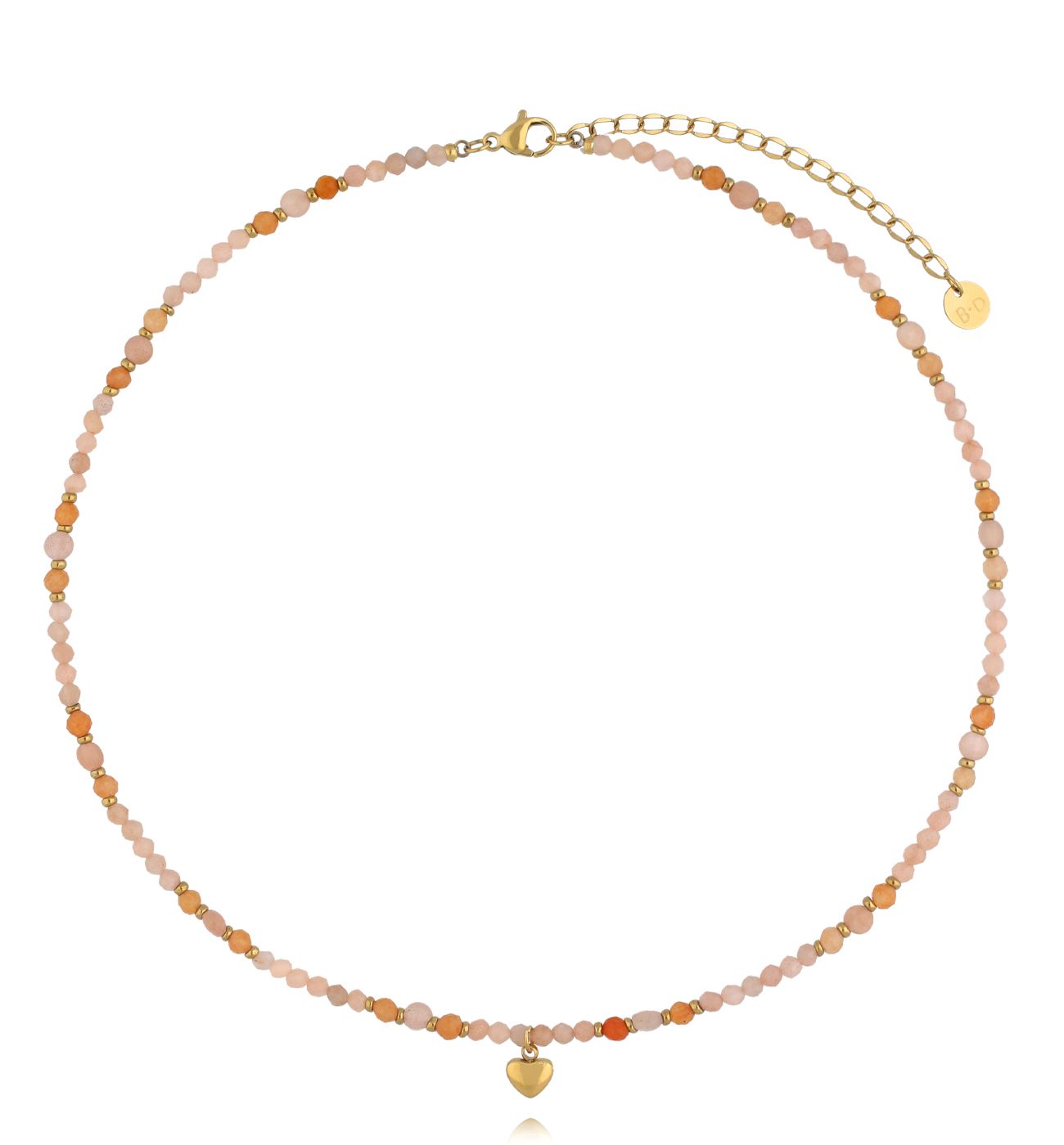 Naszyjnik z kamieniami słonecznymi i sercem - By Dziubeka