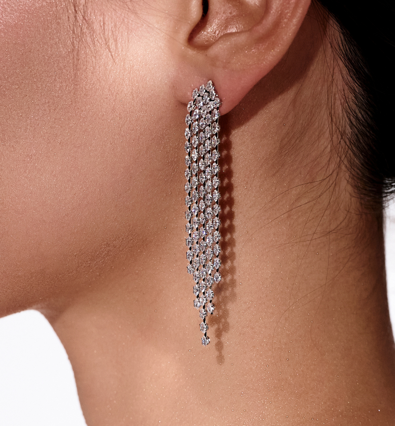 Kolczyki z kryształową kaskadą srebrne - By Dziubeka