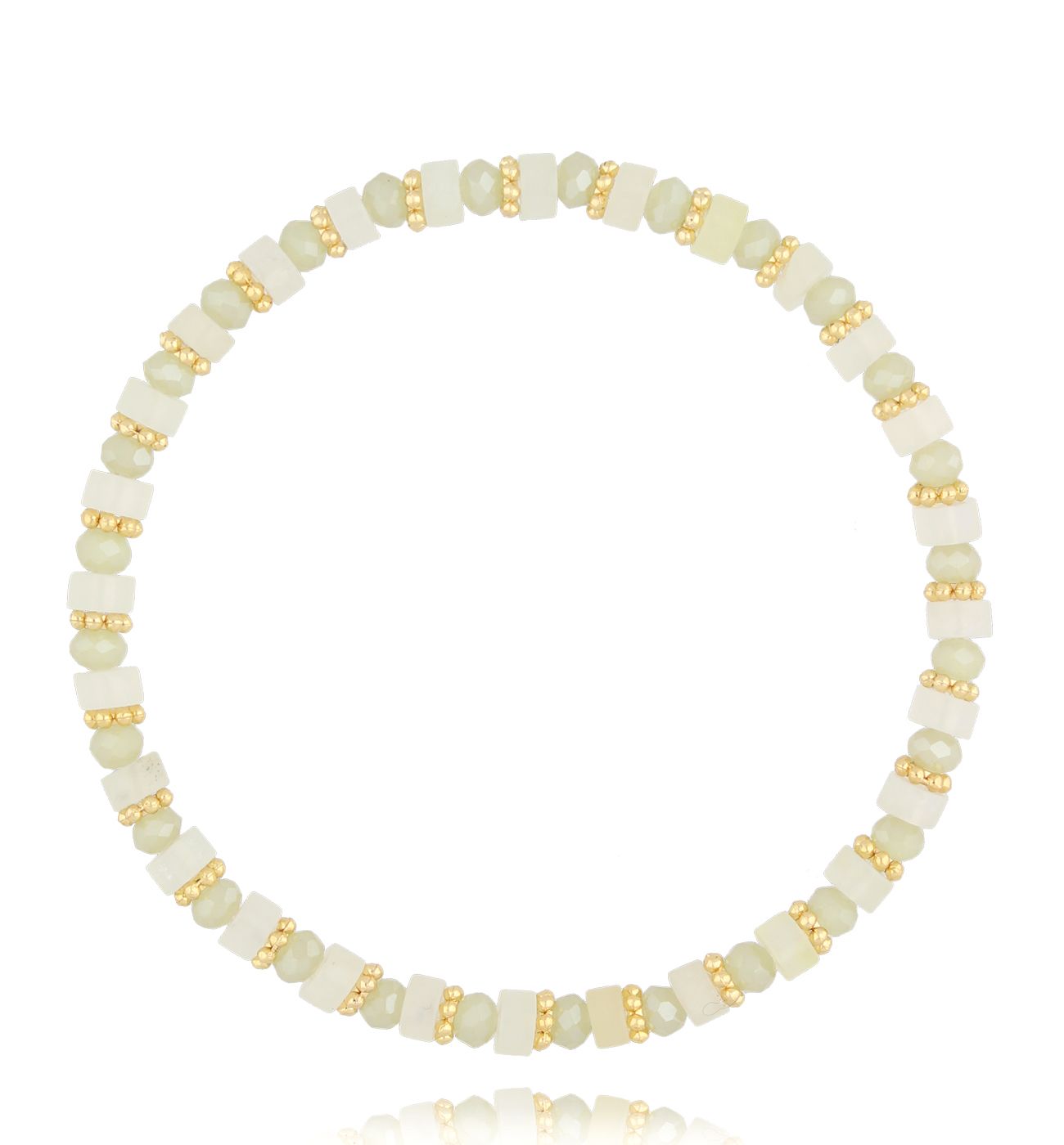 Bransoletka z szarymi opalami i kryształkami - By Dziubeka