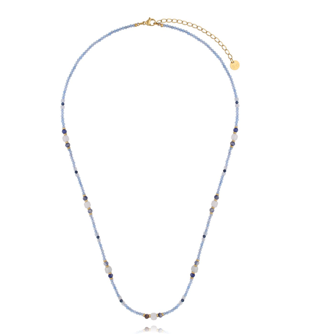 Naszyjnik z akwamarynami i jadeitami NTW1411