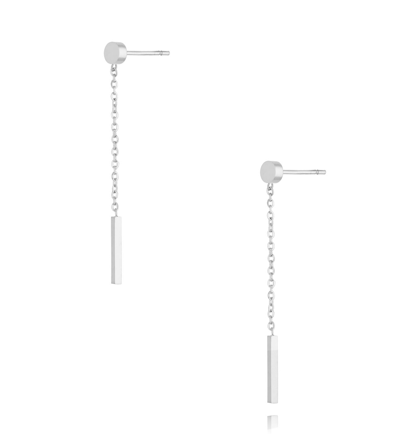 Kolczyki srebrne patyczki z łańcuszkiem Minimalist Chic - By Dziubeka