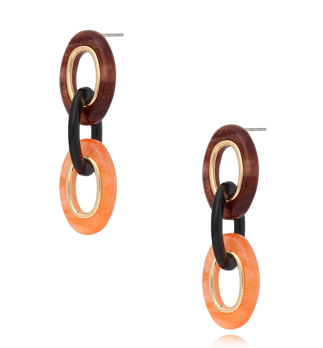Kolczyki brązowo pomarańczowe Ovaal KZA0142 - By Dziubeka