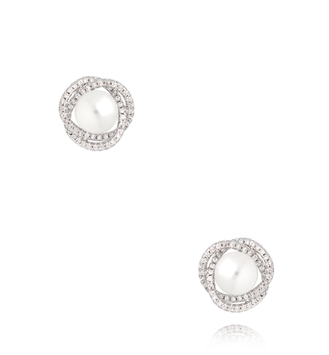 Kolczyki srebrne z perłą i cyrkoniami Perle Délicate - By Dziubeka