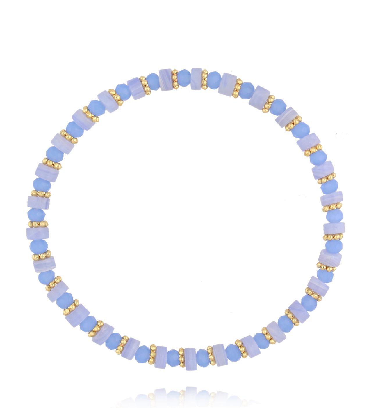 Bransoletka z błękitnego agatu i szklanych koralików - By Dziubeka