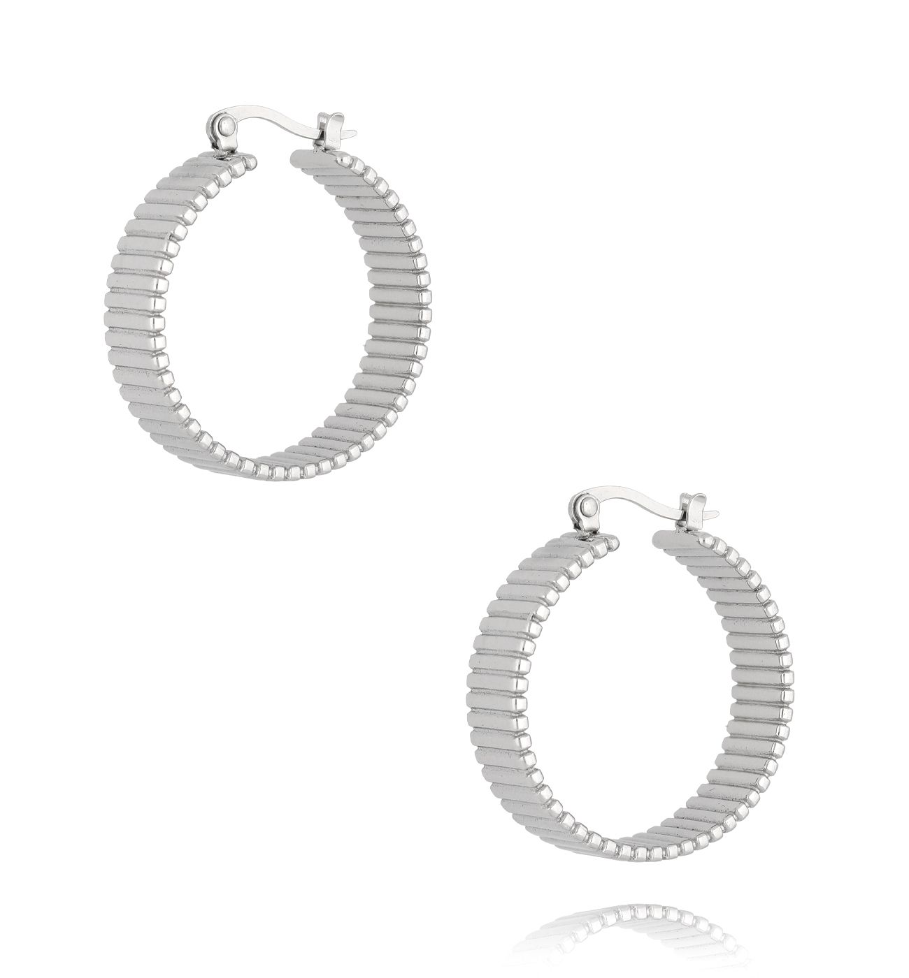 Kolczyki srebrne koła karbowane Ondulato - By Dziubeka