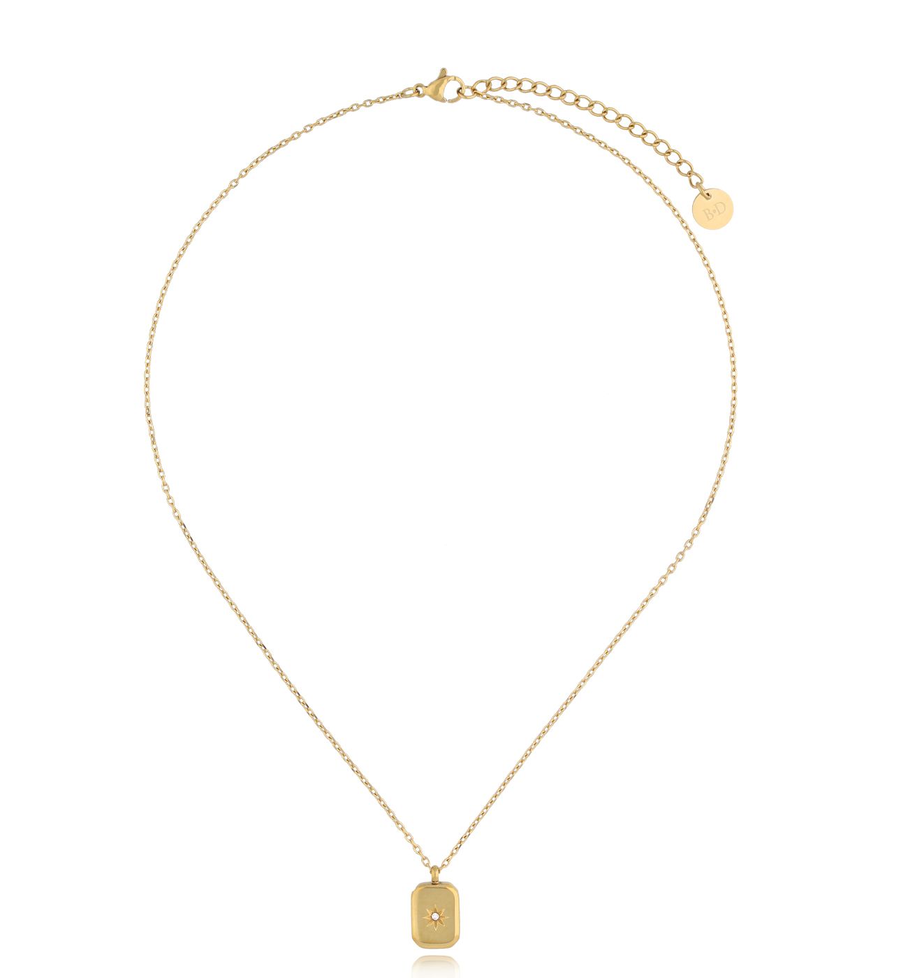 Naszyjnik złoty z prostokątną zawieszką Carpentras - By Dziubeka