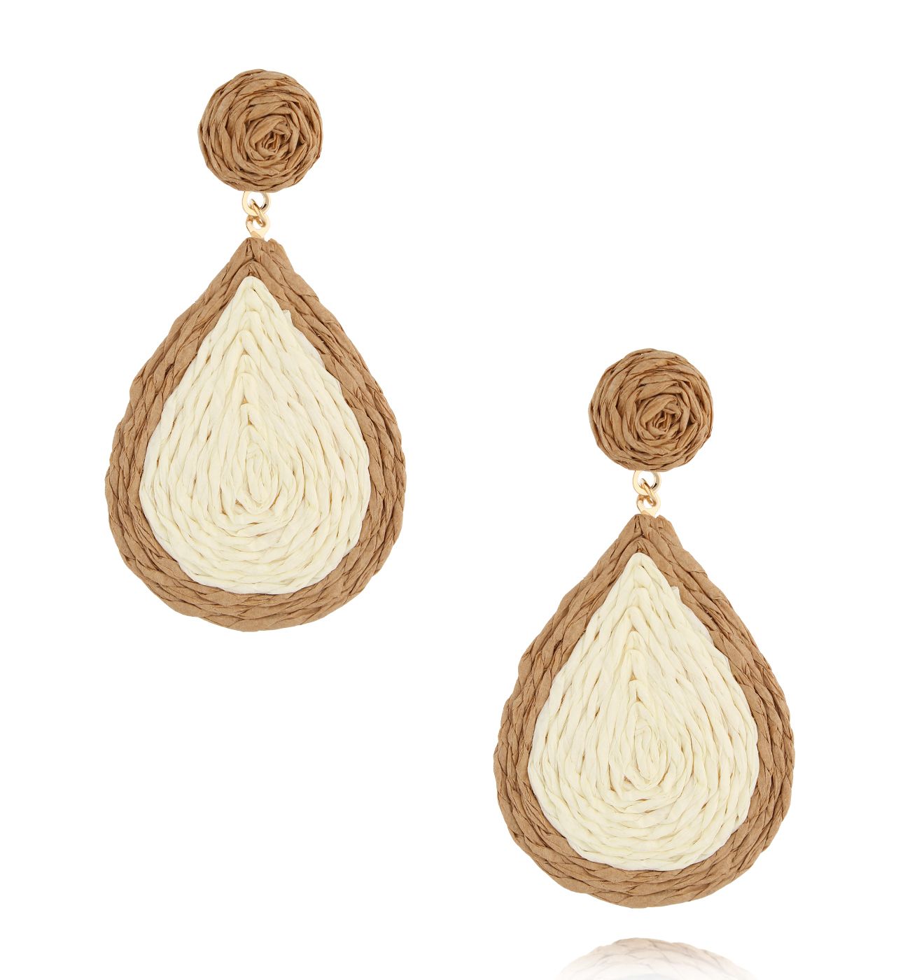 Kolczyki beżowe ze sznurkiem Tulum KSO0009 - By Dziubeka