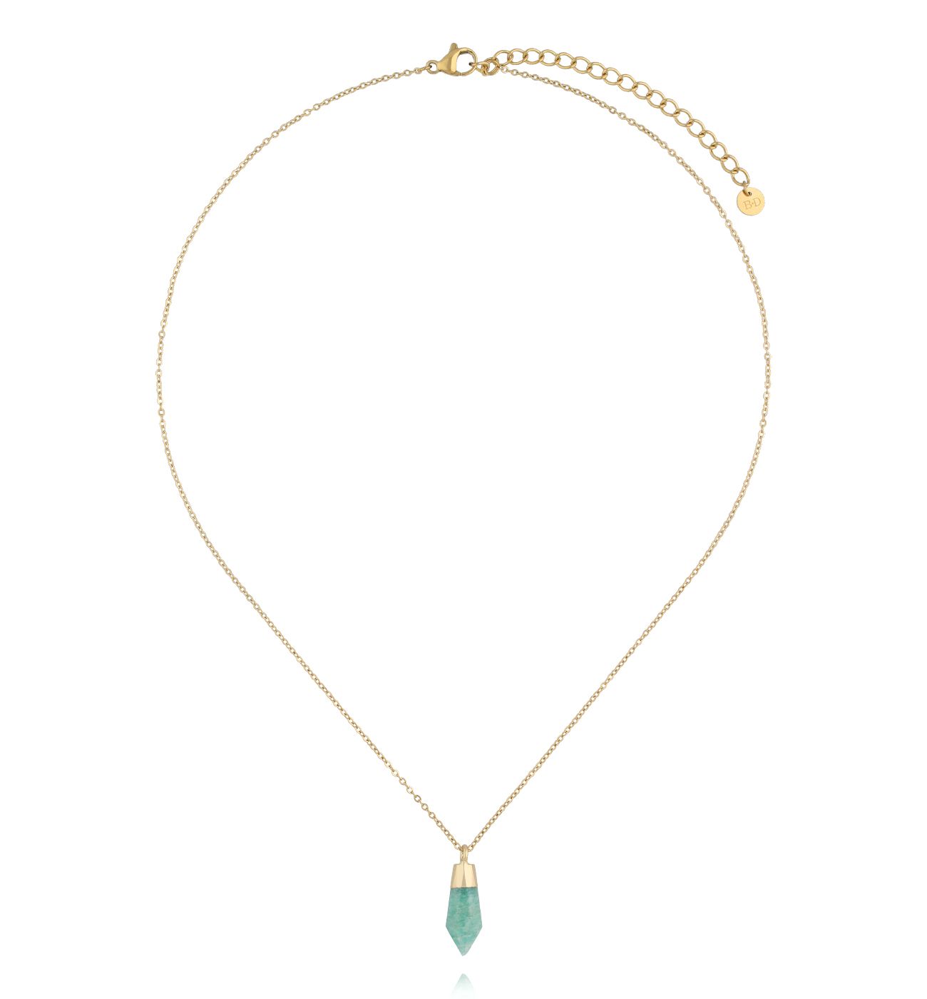 Naszyjnik z amazonitem w złotej oprawie NEA0107 - By Dziubeka
