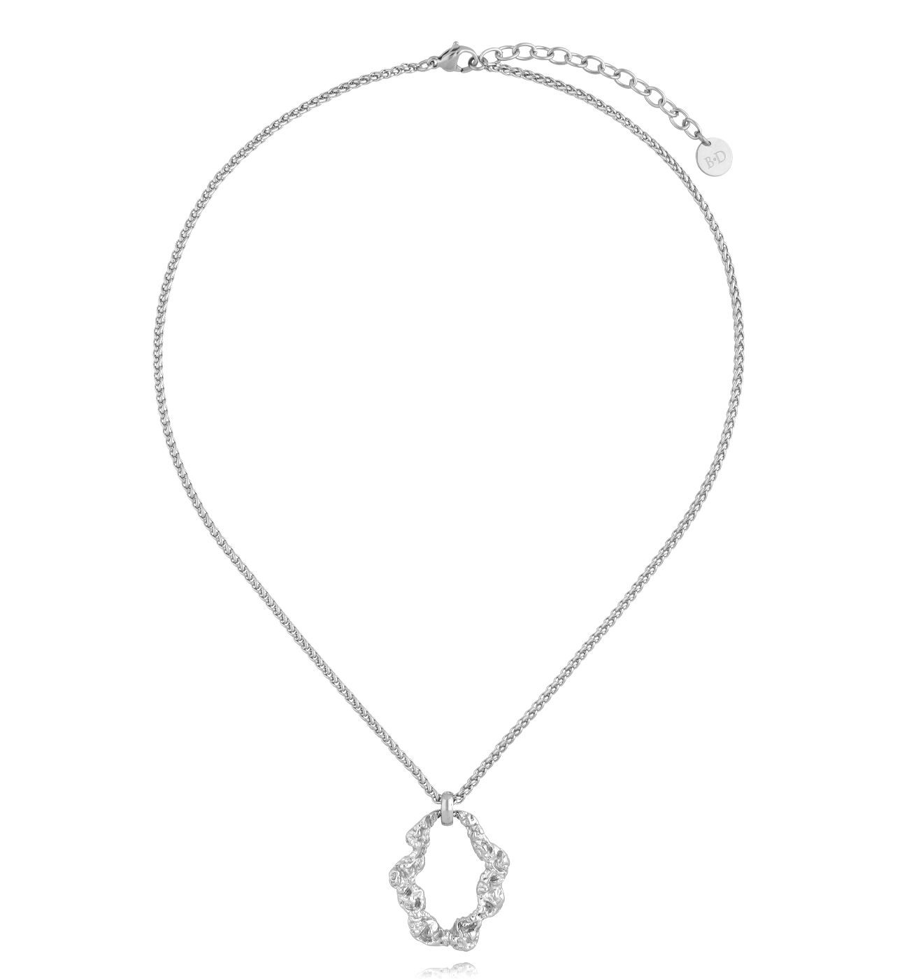 Naszyjnik z zawieszką gniecioną srebrny Modern Metallics - By Dziubeka