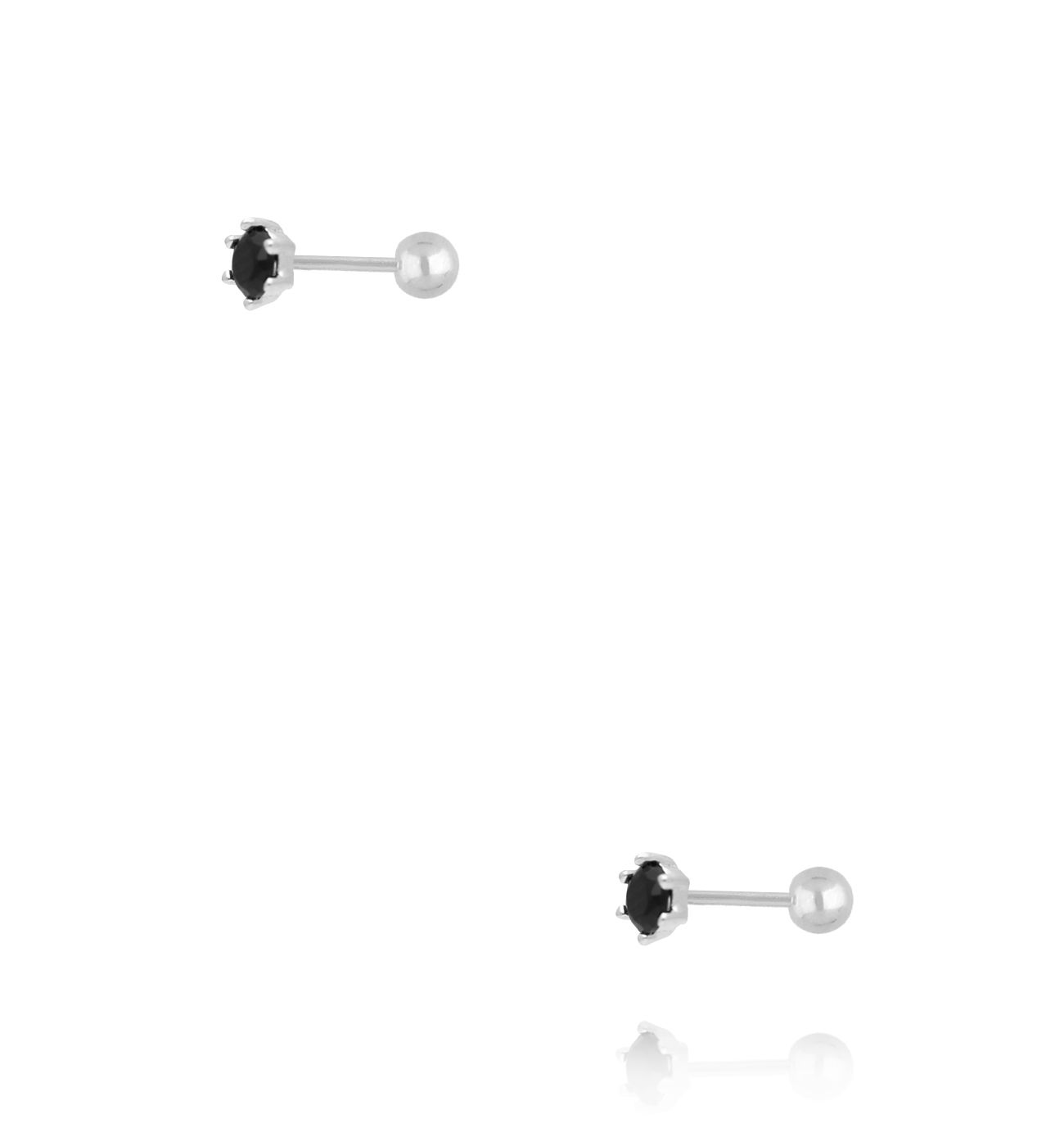 Kolczyki z czarną cyrkonią – srebrne KCA0155
