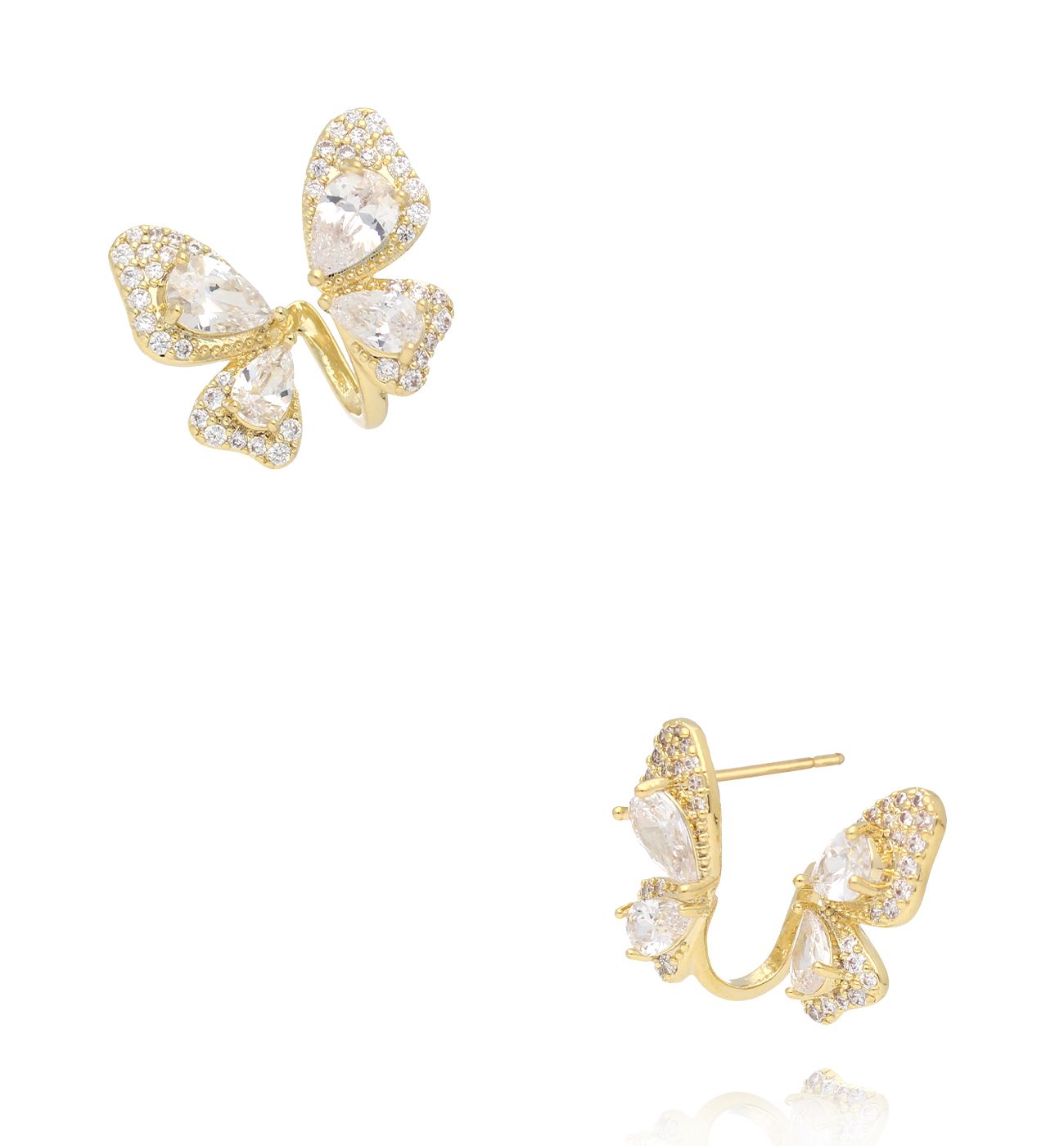 Kolczyki motylki z cyrkoniami - By Dziubeka