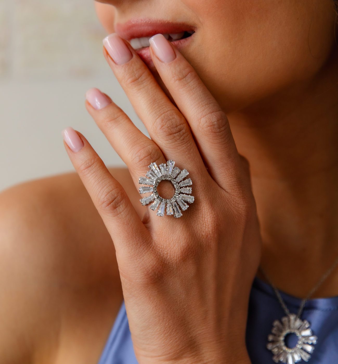 Pierścionek srebrny z kryształkami Samantha PSS0208 - By Dziubeka