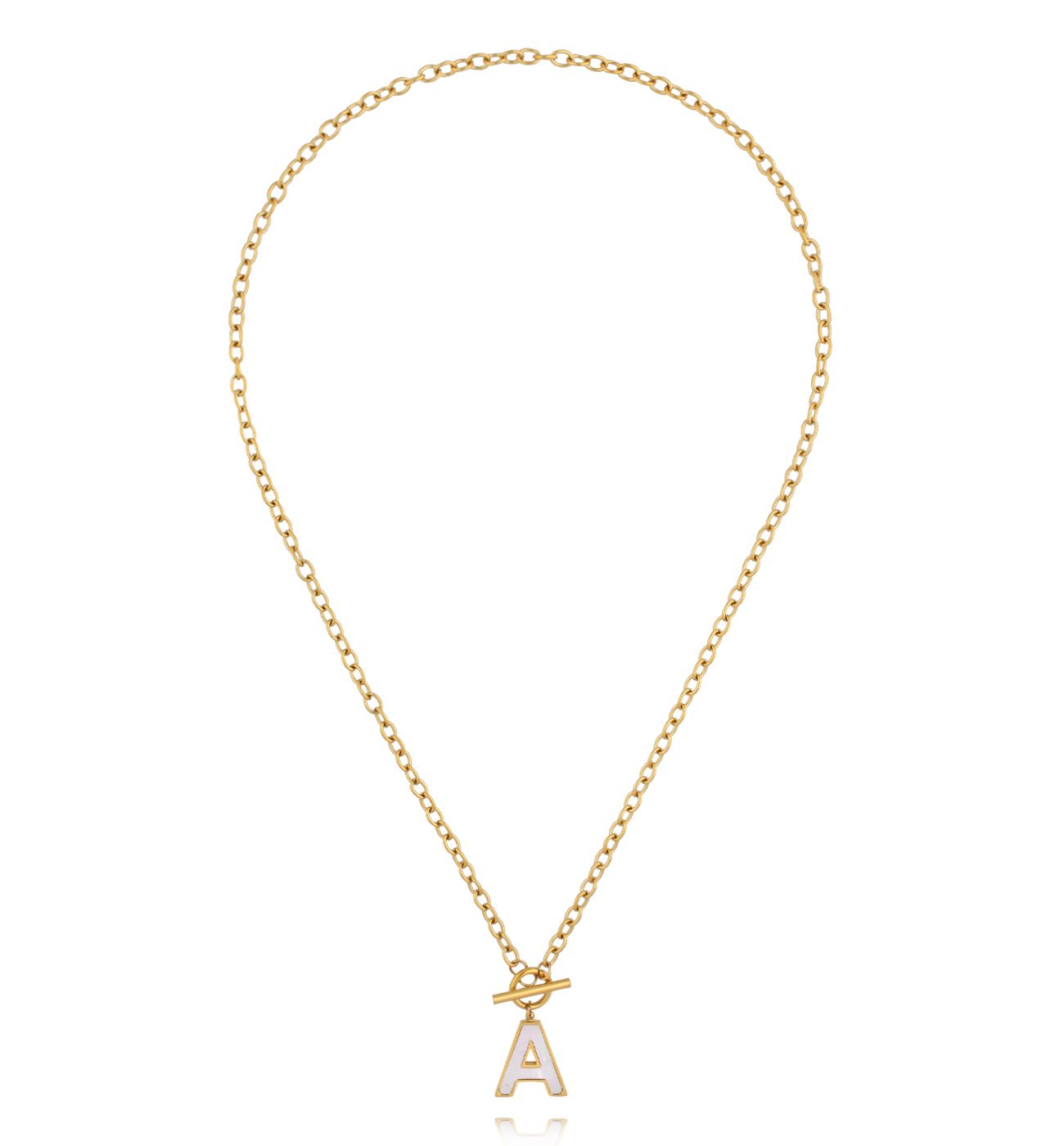 Naszyjnik z literą A i zapięciem toggle NSY0858 - By Dziubeka